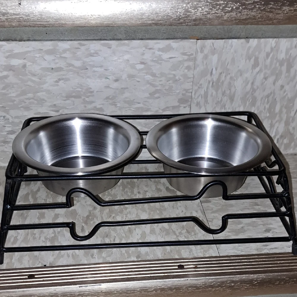 Stainless Steel Pet Bowls with Black Stand